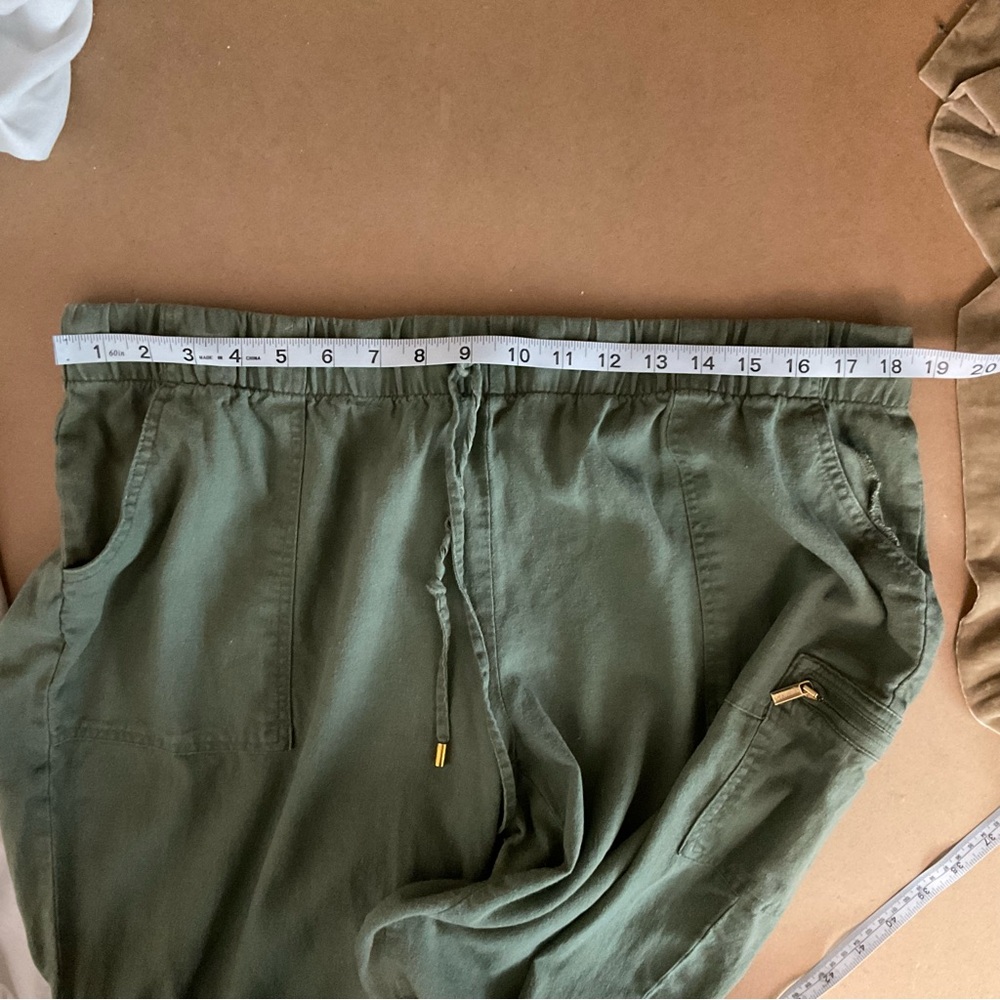 Ellen Tracy Linen Blend Pull On Pants Green Petite XL - Picture 4 of 6